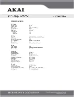 Preview for 2 page of Akai LCT42Z7TA Specifications