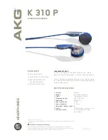 AKG K310P Specifications предпросмотр