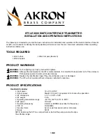 Preview for 1 page of Akron Brass STYLE 3600 Installation And Operating Instructions