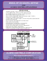 Предварительный просмотр 2 страницы Alarm Controls Corporation KP-100 Operating Instructions Manual