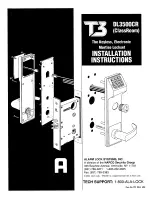 Предварительный просмотр 3 страницы Alarm Lock T3 DL3500DB (DeadBolt Installation Instructions