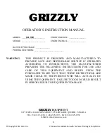 Предварительный просмотр 1 страницы Alcor Grizzly HERCULES 860 000 Operator'S Instruction Manual