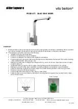 Preview for 1 page of ALDER TAPWARE Vito Bertoni QAAD SINK MIXER Installation Instructions