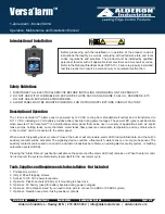 Preview for 1 page of Alderon Industries Versa'larm VA01A Operation, Maintenance And Installation Manual