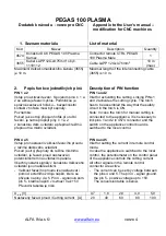 Alfa IN PEGAS 100 PLASMA Appendix To The User'S Manual preview