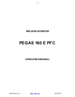 Alfa IN PEGAS 160 E PFC Operating Manual preview