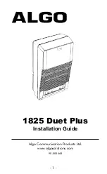 Предварительный просмотр 1 страницы Algo 1825 Duet Plus Installation Manual