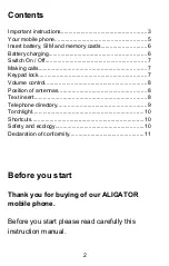 Preview for 2 page of ALIGATOR D940 DualSIM Quick Manual