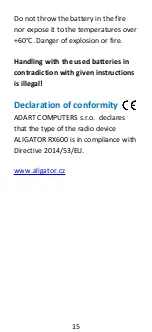 Preview for 15 page of ALIGATOR RX600 Quick Manual