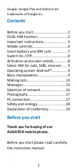 Preview for 2 page of ALIGATOR S5065 Duo - 4x core Quick Manual