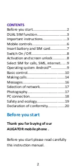 Preview for 2 page of ALIGATOR S5070 Duo 4-core IPS Quick Manual