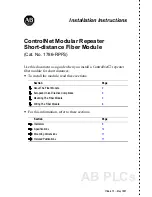 Allen-Bradley ControlNet 1786-RPFS Installation Instructions Manual preview