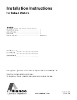 Preview for 1 page of Alliance Laundry Systems Topload Washer Installation Instructions Manual