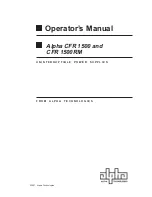 Alpha Technologies CFR 1500 Operator'S Manual preview
