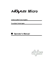 Alpha Technologies Novus Micro Operator'S Manual preview