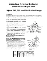 Alpha Alpha 240 Boiler Range Function Manual preview