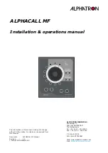 Alphatron ALPHACALL MF Installation & Operation Manual preview