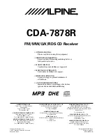 Alpine CDA-7878R Owner'S Manual предпросмотр