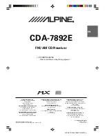 Alpine CDA-7892E Owner'S Manual preview