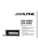 Предварительный просмотр 1 страницы Alpine CDA-D852 Owner'S Manual