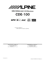 Alpine CDE-100 Owner'S Manual предпросмотр