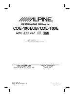 Alpine CDE-100E Owner'S Manual предпросмотр