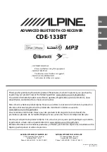 Предварительный просмотр 1 страницы Alpine CDE-133BT (French) Mode D'Emploi