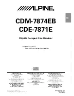 Предварительный просмотр 1 страницы Alpine CDE-7871E Owner'S Manual