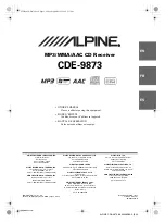 Preview for 1 page of Alpine CDE 9873 - Radio / CD Owner'S Manual