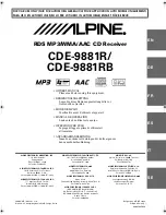 Предварительный просмотр 1 страницы Alpine CDE-9881R Owner'S Manual