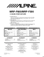 Alpine F300 - MRP Amplifier Owner'S Manual preview