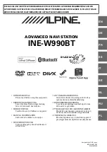 Предварительный просмотр 1 страницы Alpine INE-W990BT Owner'S Manual