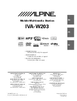 Alpine IVA-W203 - 6.5" Touch Screen 2-DIN DVD In-Dash Receiver Owner'S Manual предпросмотр