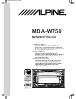 Предварительный просмотр 1 страницы Alpine MDA-W750 Owner'S Manual