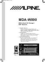 Предварительный просмотр 1 страницы Alpine MDA-W890 Owner'S Manual