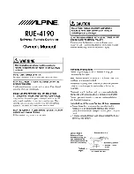 Alpine RUE-4190 Owner'S Manual preview