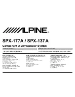 Предварительный просмотр 1 страницы Alpine SPX-137A - Type-X Car Speaker Owner'S Manual