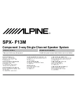 Предварительный просмотр 1 страницы Alpine SPX-F13M Owner'S Manual