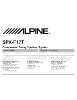 Предварительный просмотр 1 страницы Alpine SPX-F17T Owner'S Manual