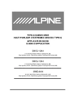 Preview for 1 page of Alpine SWG-1044 Application Manual