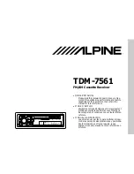 Предварительный просмотр 1 страницы Alpine TDM-7561 Owner'S Manual