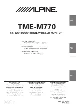 Preview for 1 page of Alpine TME-M770 Owner'S Manual