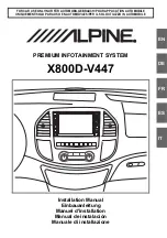 Предварительный просмотр 1 страницы Alpine X800D-V447 Installation Manual