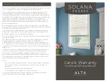 Предварительный просмотр 1 страницы ALTA SOLANA SHADES Product Care & Warranty