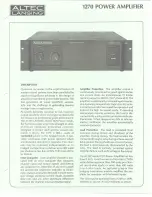 Preview for 1 page of Altec Lansing 1270 POWER AMPLIFIER Specifications