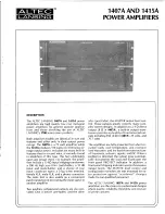 Preview for 1 page of Altec Lansing 1407A POWER AMPLIFIER Manual
