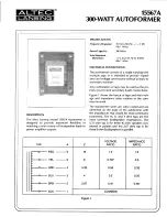 Предварительный просмотр 1 страницы Altec Lansing 15567A TRANSFORMER Manual