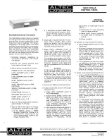 Предварительный просмотр 1 страницы Altec Lansing 1605C SIGNAL PROCESSING Manual