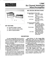 Preview for 1 page of Altec Lansing 1700C SIGNAL PROCESSING Specifications