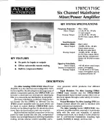 Preview for 1 page of Altec Lansing 1707C MIXER AMPLIFIER Operating And Service Instructions